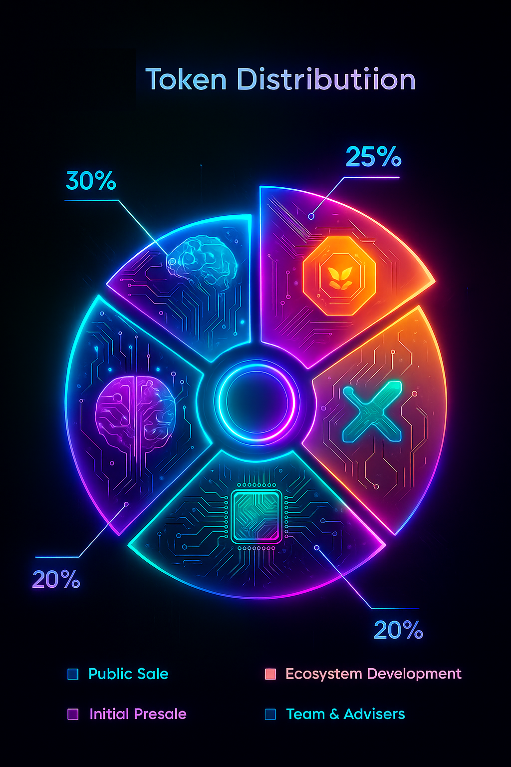 Pie chart of GRO66M token distribution